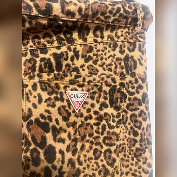 Vintage GUESS 1981 Power Skinny Leopard Animal Print Denim Jeans Size 27 RARE - Picture 4 of 6
